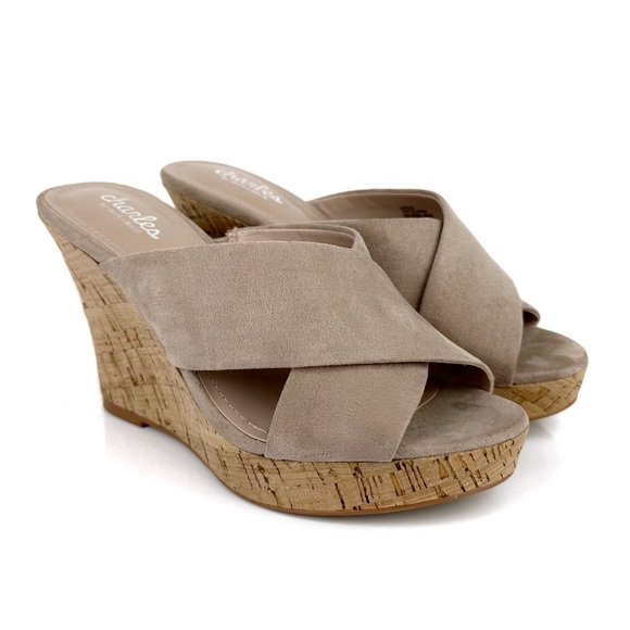 Charles by Charles David Women's Latrice Cork Wedge Sandals Nude Size 7.5 - Picture 1 of 11